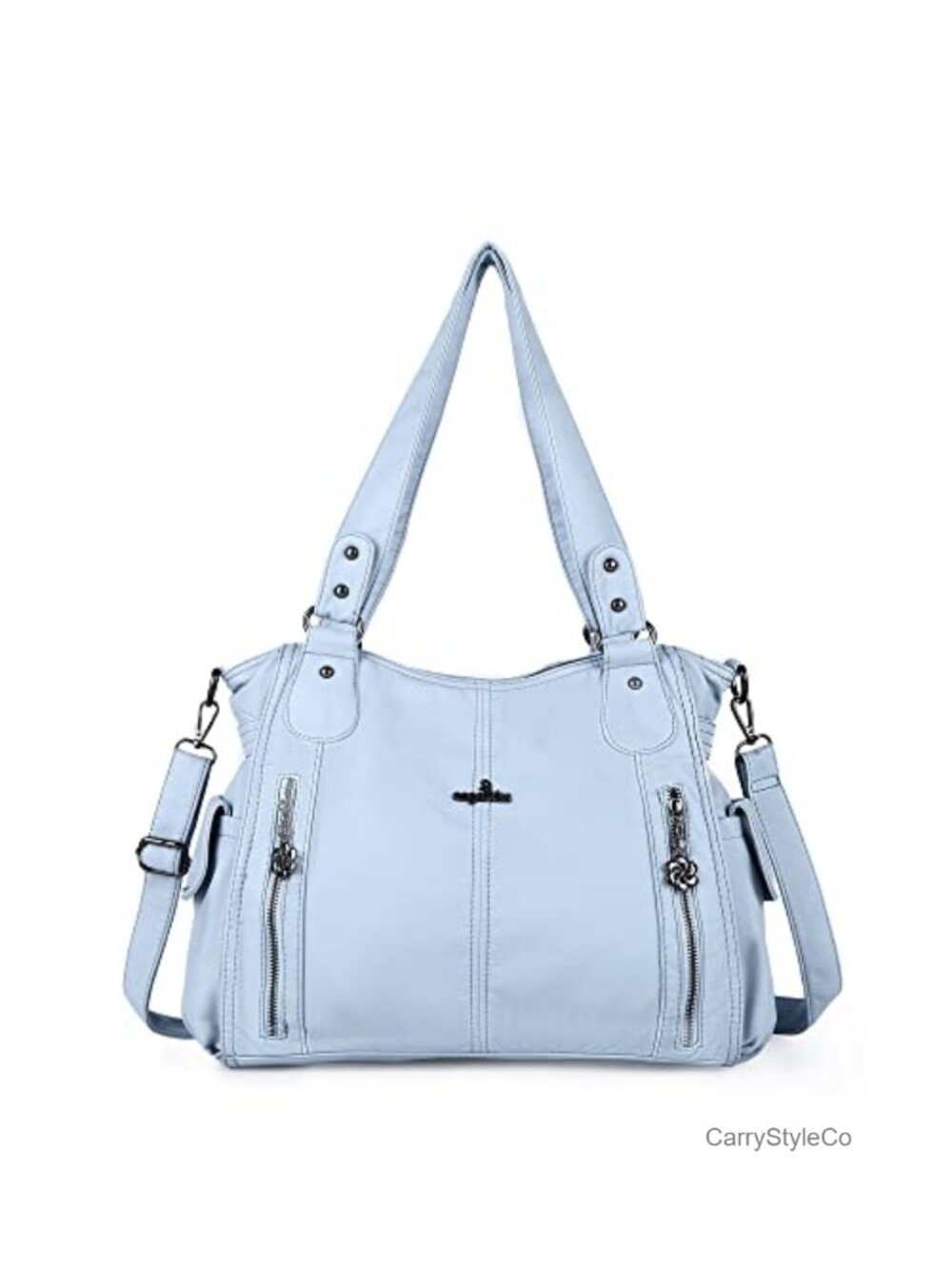 Vegan Leather Hobo Shoulder Bag Convertible Crossbody Tote Multi-Pocket Purse
